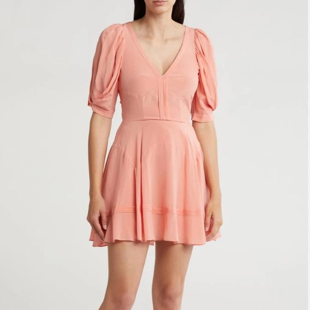 NWT Joie Rianne Puff Sleeve Dress 100% Silk Sz 4